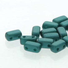 Load image into Gallery viewer, Czech Bricks 3x6mm Dark Green Qty: 50 strung *D*