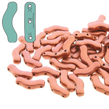 Load image into Gallery viewer, Czech Bridge Beads 3x12mm Bronze Fire Red