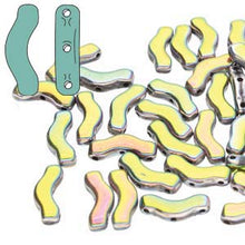 Load image into Gallery viewer, Czech Bridge Beads 3x12mm Jet Full Vitrail