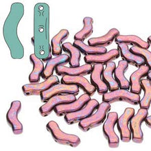 Load image into Gallery viewer, Czech Bridge Beads 3x12mm Jet Iris Luster