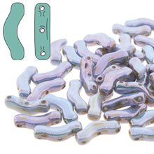 Load image into Gallery viewer, Czech Bridge Beads 3x12mm White Opaque Lazure Blue