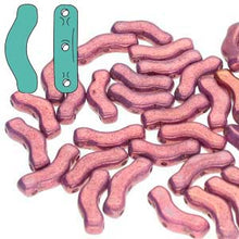 Load image into Gallery viewer, Czech Bridge Beads 3x12mm White Opaque Lilac Vega Luster