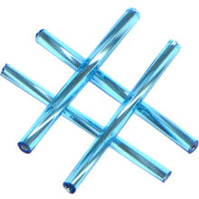 Load image into Gallery viewer, Czech Bugles 30mm Twisted Aqua Silver Lined Qty:40