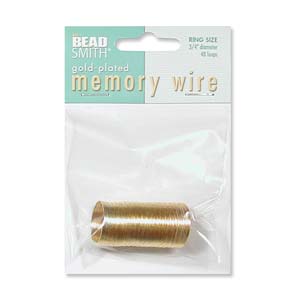 Memory Wire Gold Plated 3/4 inch Diameter (Ring Size) Qty: 48 Turns