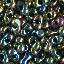 Load image into Gallery viewer, Czech Farfalle Beads Cut 2x4mm Opaque Green Iris Qty:10g
