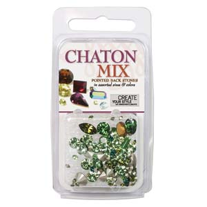 Swarovski Chaton Mix Assort. Sizes and Shapes Greens Qty:4.5g