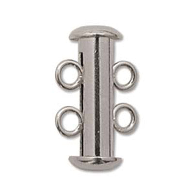 Silver Plated Multi Strand Slide Clasp 16mm 2 Strand Qty:3
