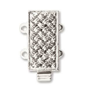 Silver Plated Elegant Elements Clasp Crosshatch Rectangle 2 Strand 10x16mm Qty:1