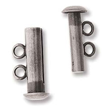 Load image into Gallery viewer, Antique Silver Plated Multi Strand Slide Clasp Magnetic 16mm 2 Strand Qty:3