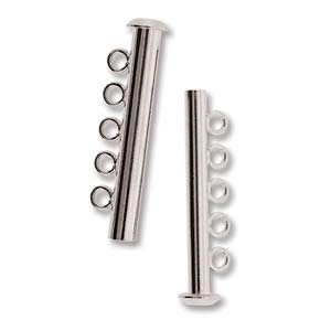 Silver Plated Multi Strand Slide Clasp Magnetic 31mm 5 Strand Qty:3