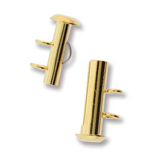 Gold Plated Slide Clasp Vertical Multistrand 2 Loops 17mm Qty:2