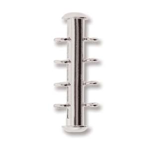 Silver Plated Slide Clasp Vertical Multistrand 4 Loops 26mm Qty:2