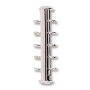 Silver Plated Slide Clasp Vertical Multistrand 5 Loops 31mm Qty:2