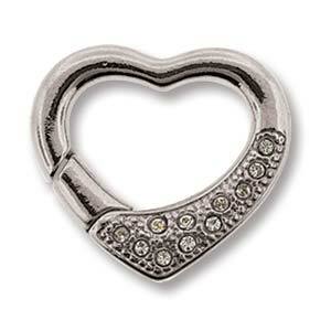 Rhodium Plated Clasp Lobster Crystal Heart 22mm Qty:1