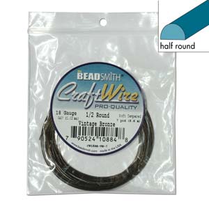 Craft Wire Half Round Vintage Bronze 18 Gauge *D* Qty:7yds