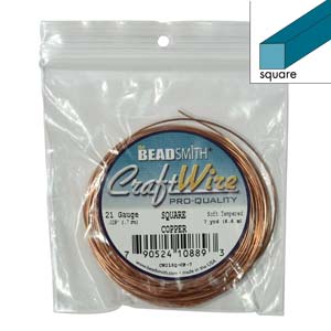 Craft Wire Square Copper 21 Gauge Qty:7yds