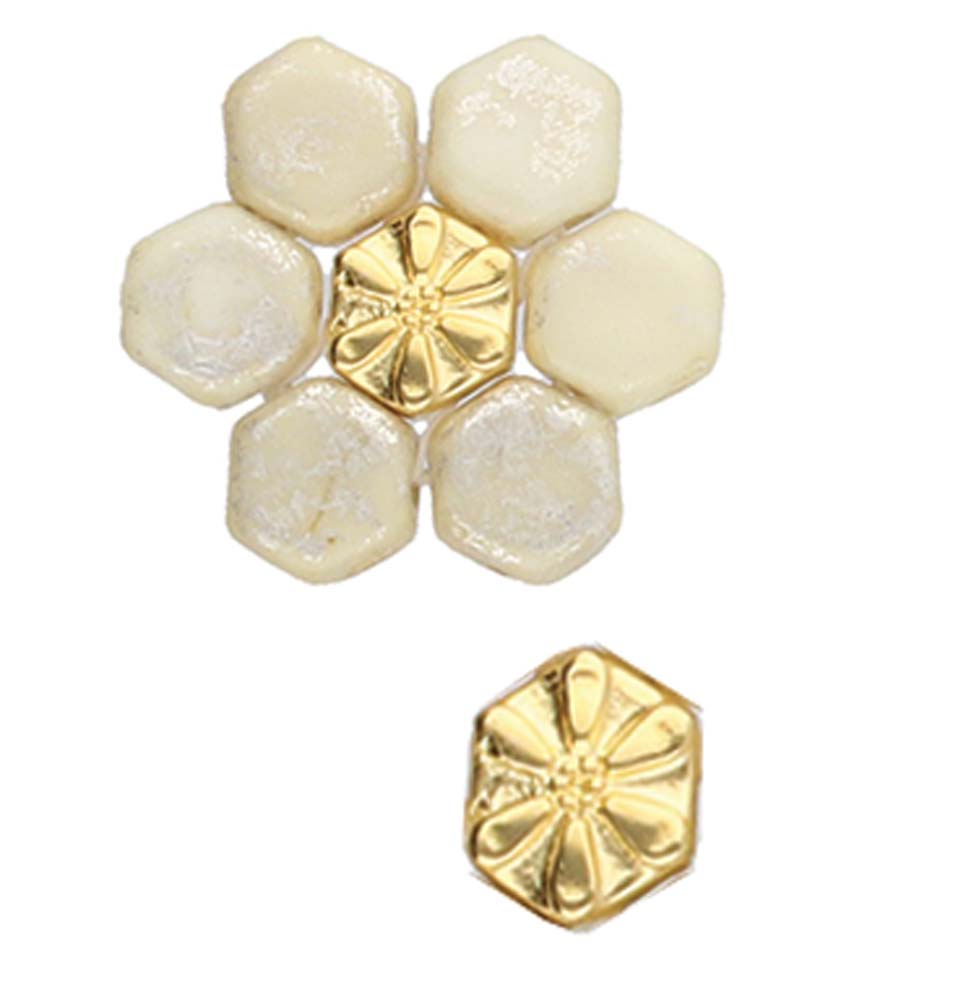 Honeycomb Bead Substitute 'Stelida' 24K Gold Plated Qty: 1