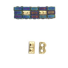 Load image into Gallery viewer, Half Tila Bead Substitute 'Ornos' 24K Gold Plated Qty: 1