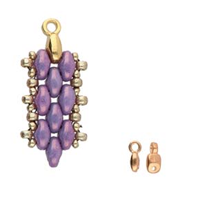 Superduo Bead Ending 'Vourkoti' Rose Gold Plated Qty: 1