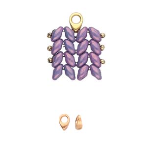 Superduo Bead Ending 'Kolympos' Rose Gold Plated Qty: 1