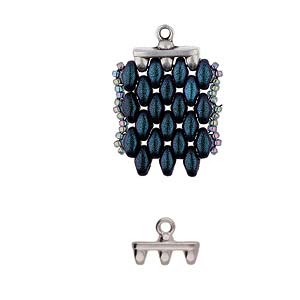 Superduo Bead Ending 'Rozos III' Antique Silver Plated Qty: 1