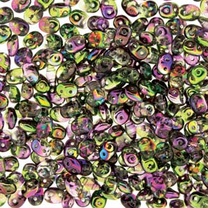 Czech Superduo Beads 2.5x5mm Crystal Magic Violet Green Qty: 10g