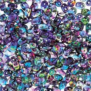Czech Superduo Beads 2.5x5mm Crystal Magic Blue Pink Qty: 10g