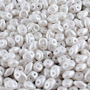 Czech Superduo Beads 2.5x5mm Pearl Shine White  Qty:10g