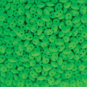 Czech Superduo Beads 2.5x5mm Neon Green Qty: 10g