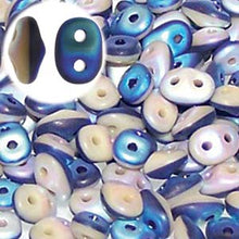 Load image into Gallery viewer, Czech SuperDuo Duets 2.5x5mm Navy & Ivory Matte AB Qty: 10g