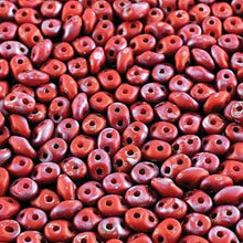 Load image into Gallery viewer, Czech Miniduo Beads 2x4mm Nebula Coral Red Matte Qty:10 grams