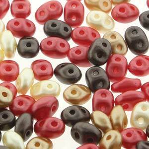 Czech Superduo Mix 2.5x5mm Chocolate Covered Cherries Qty: 10g
