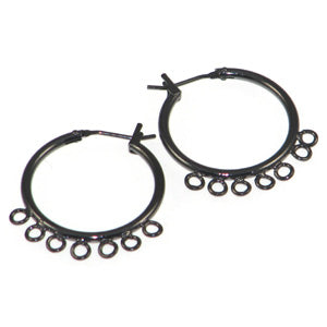 Gunmetal Color Earring Hoops 7 Ring Qty:2