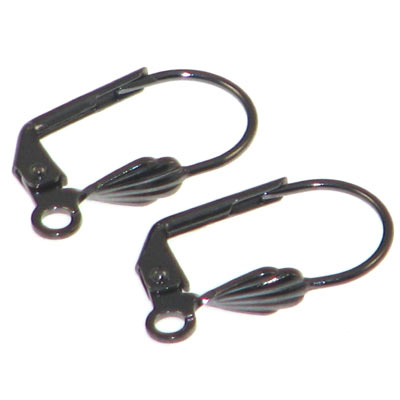Gunmetal Color Leverback Earring Hook w. Shell Qty:10