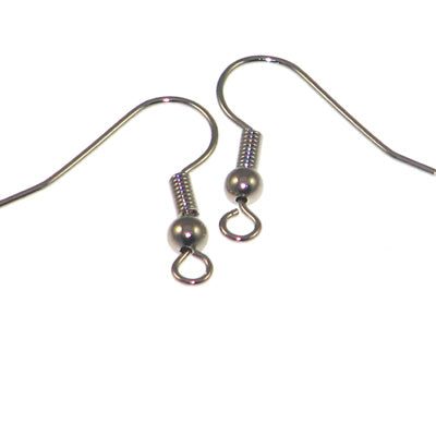 Rhodium Color Earring Hooks With Ball and Spring Qty:20