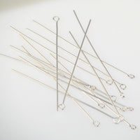 Silver Plated Eyepins 2.13in 022 Gauge Qty:100