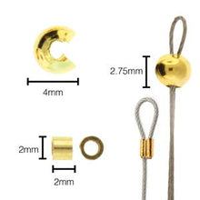 Load image into Gallery viewer, Gold Plated Crimps 2mm &amp; Crimp Covers 4mm Qty:24 each
