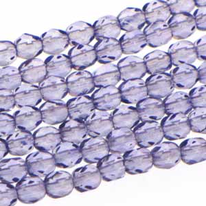 Czech Faceted Fire Polished Rounds 4mm Dark Tanzanite Qty:38 strung