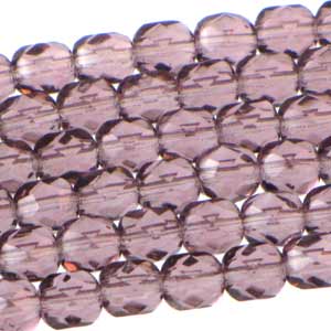 Czech Faceted Fire Polished Rounds 6mm Amethyst Qty:25 strung