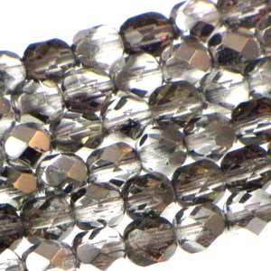 Czech Faceted Fire Polished Rounds 6mm Heliotrope Qty:25 strung