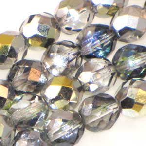 Czech Faceted Fire Polished Rounds 8mm Marea Qty:19 strung
