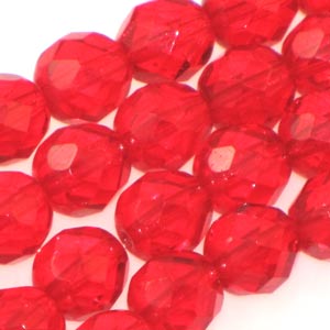 Czech Faceted Fire Polished Rounds 6mm Siam Qty:25