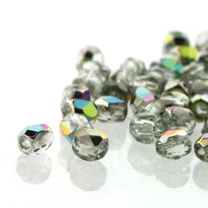 Czech Faceted Fire Polished Rounds 2mm (True 2) Crystal Vitrail Qty:100