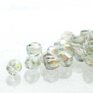 Czech Faceted Fire Polished Rounds 2mm (True 2) Crystal Blue Rainbow Qty:100