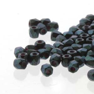 Czech Faceted Fire Polished Rounds 2mm (True 2) Polychrome Denim Blue Qty:100