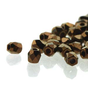 Czech Faceted Fire Polished Rounds 2mm (True 2) Jet Bronze Qty:100