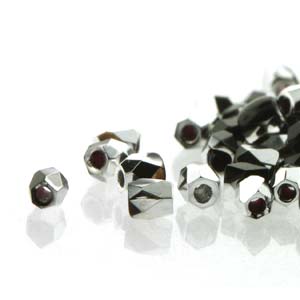 Czech Faceted Fire Polished Rounds 2mm (True 2) Jet Labrador Qty:100