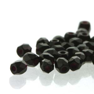 Czech Faceted Fire Polished Rounds 2mm (True 2) Jet Qty:100