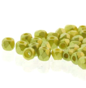 Czech Faceted Fire Polished Rounds 2mm (True 2) Pastel Lime Qty:100