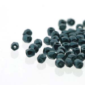Czech Faceted Fire Polished Rounds 2mm (True 2) Pastel Petrol Qty:100